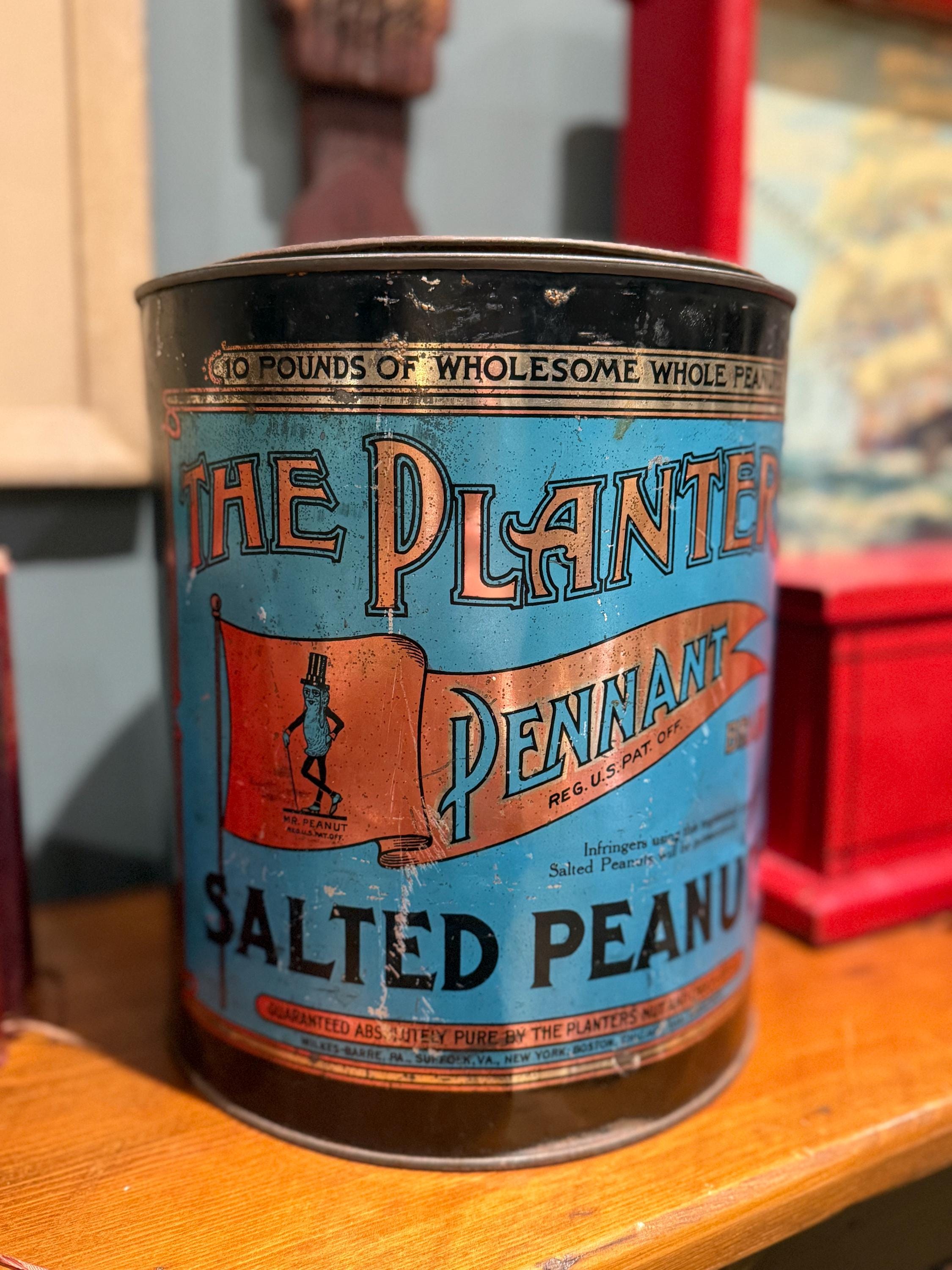 Antique Planters Peanuts Pennant Tin With Mr. Peanut 10lb - Etsy