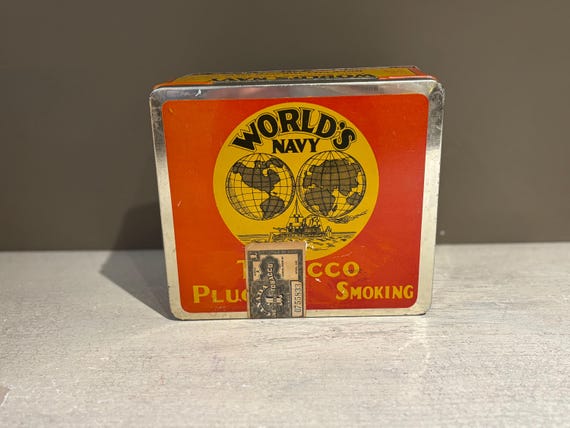 navy plug tobacco Vintage World's Navy Plug Smoking Tobacco Tin Rock City Tobacco Quebec