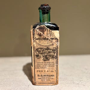 1909 Dr. Taft&#39;s astmamedicijnfles en doos met originele inhoud