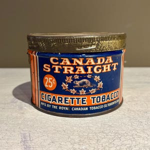 Vintage Canada Straight 25 Cent Tobacco Tin