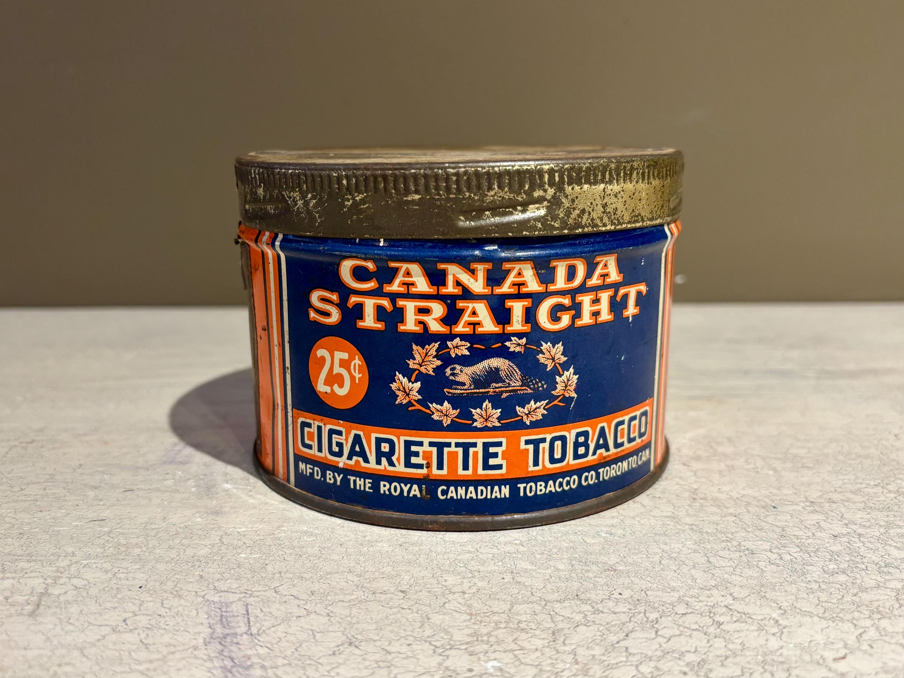 Vintage Canada Straight 25 Cent Tobacco Tin