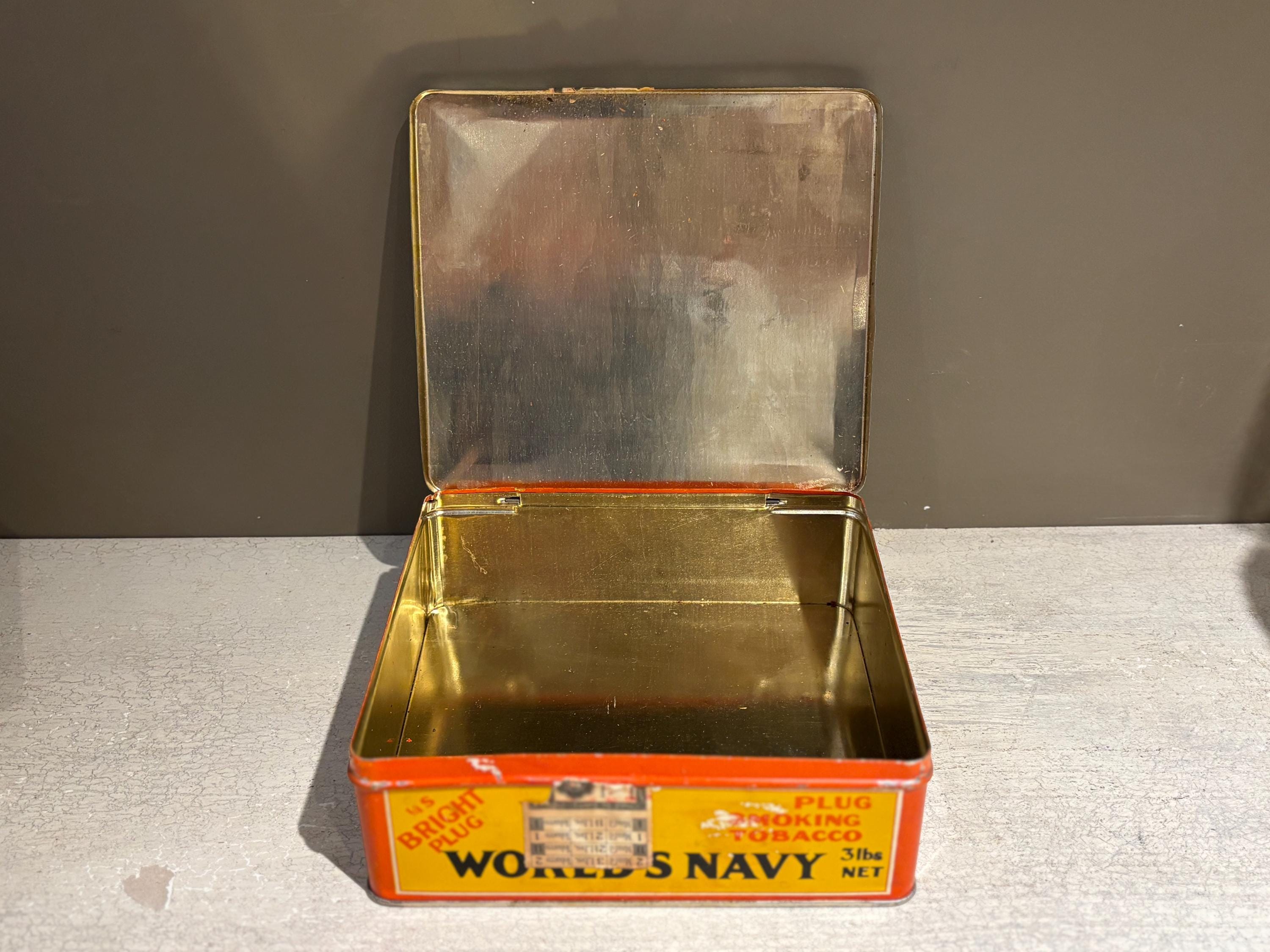 navy plug tobacco Vintage World's Navy Plug Smoking Tobacco Tin Rock City Tobacco Quebec