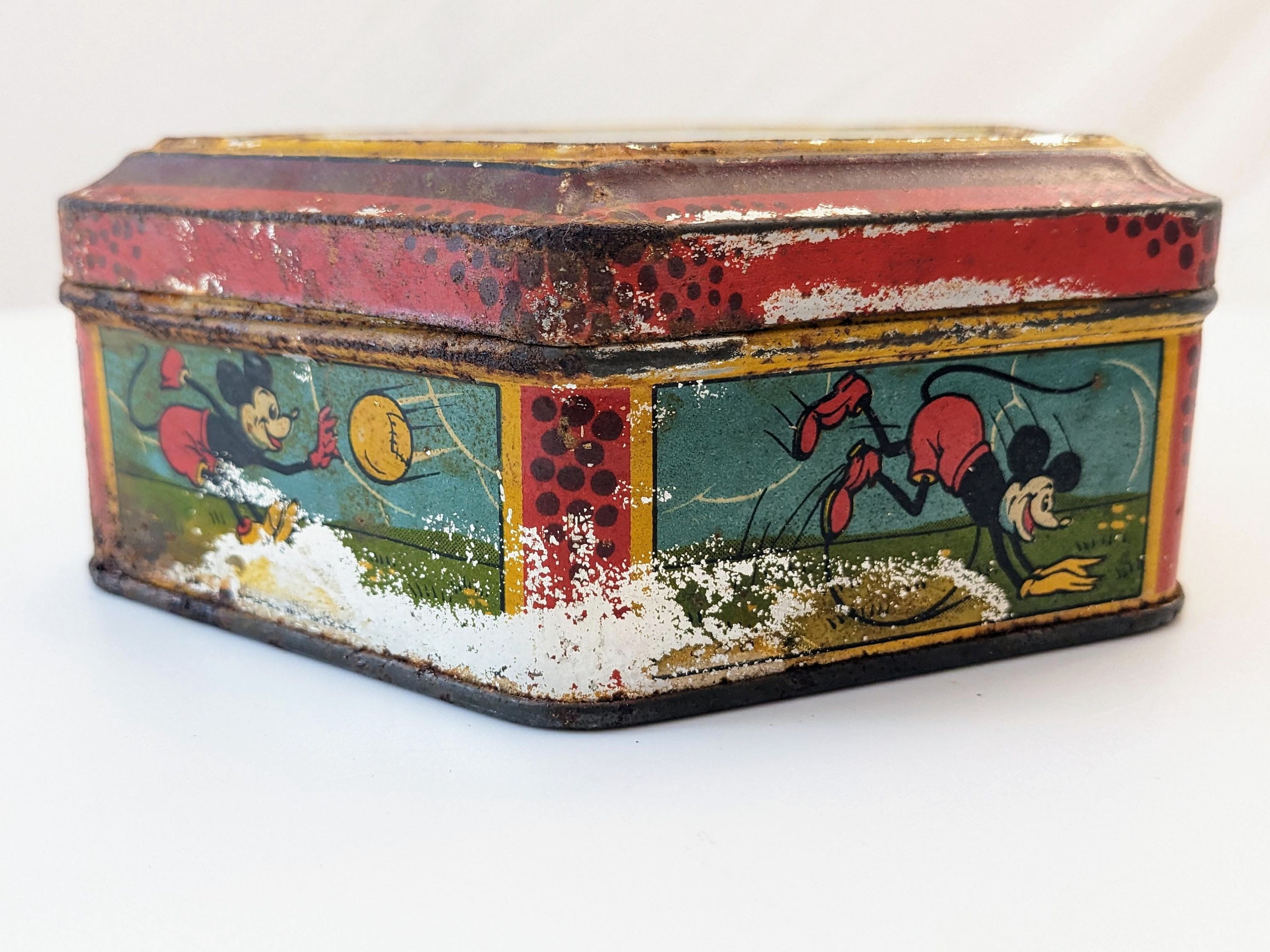 1930年代のヴィンテージ ミッキーマウス 六角形缶、ディズニー 