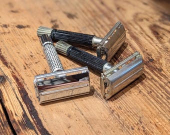 英国製、オリジナルケースと刃付き、ヴィンテージ紳士用ジレット
