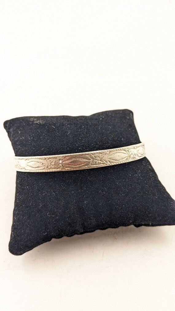 Silver Taxco Cuff Bangle Bracelet with Diamond De… - image 5
