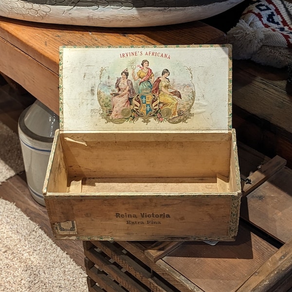 Irvine's Africana Tobacco Wood Box, Collectable, Advertising, Tobacciana, Decor, Gift