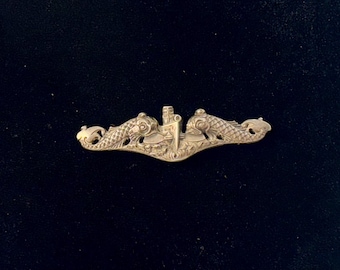 Sterlingzilveren onderzeeër dolfijnbadge voor Amerikaanse marineofficier, Gemsco New York
