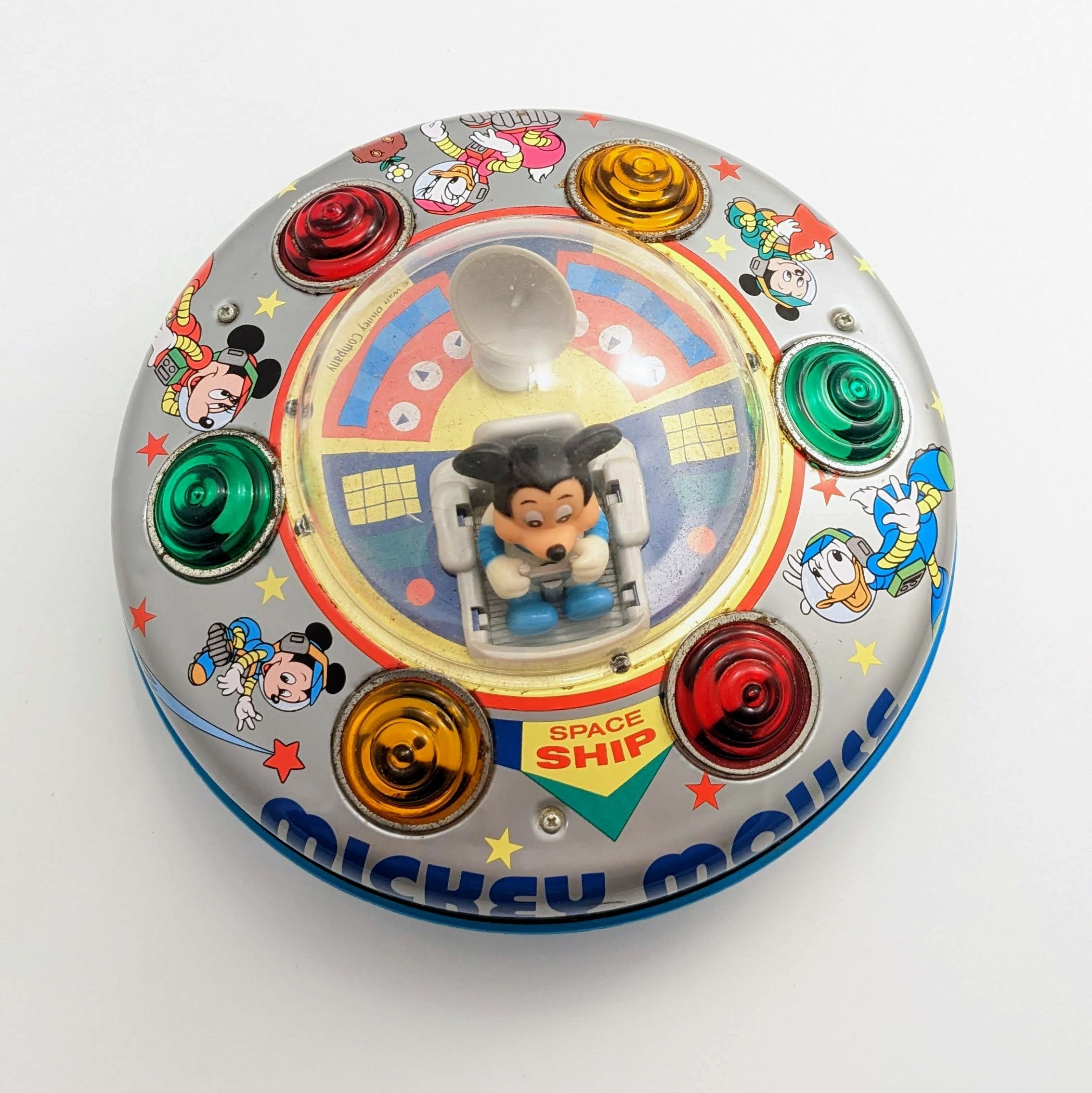 ヴィンテージ ミッキーマウス 宇宙船おもちゃ：電池式、動作可能