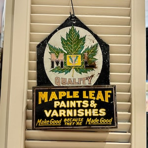 Vintage seltene Maple Leaf Farben und Lacke Metall Farbe Kartenhalter