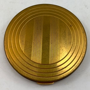 Vintage Tussy Powder Compact - Gold Tone Stripes Pattern