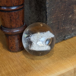 Antique 1800&#39;s German 1.5&quot; Bear Sulphite Marble with Ground Cover Small Chip- VG Cond. Collectable Glass, Antique Glass, Gift, Decor