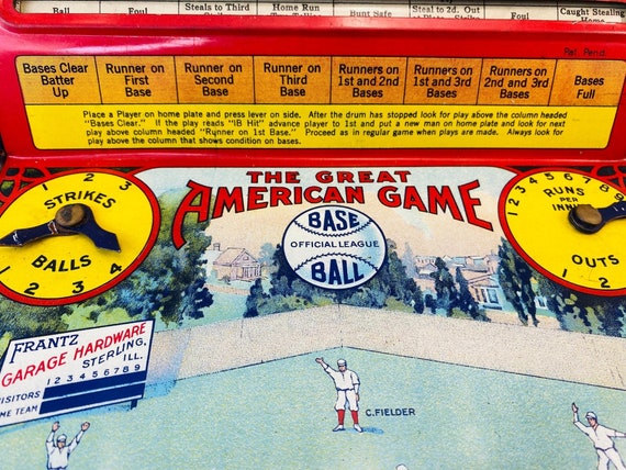 Vintage Hustler Toy - the Great American Game Tin Litho Baseball