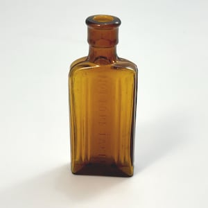 Small Amber Brown Antique Poison Bottle