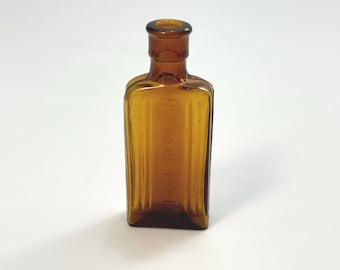 Small Amber Brown Antique Poison Bottle
