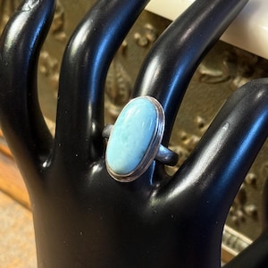 Vintage Sterling Silber Ring mit Oval Türkis Größe 8