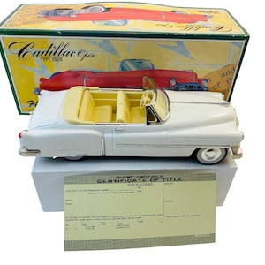 Vintage Leadworks Tin Friction Toy Car- 1950 Cadillac (White)