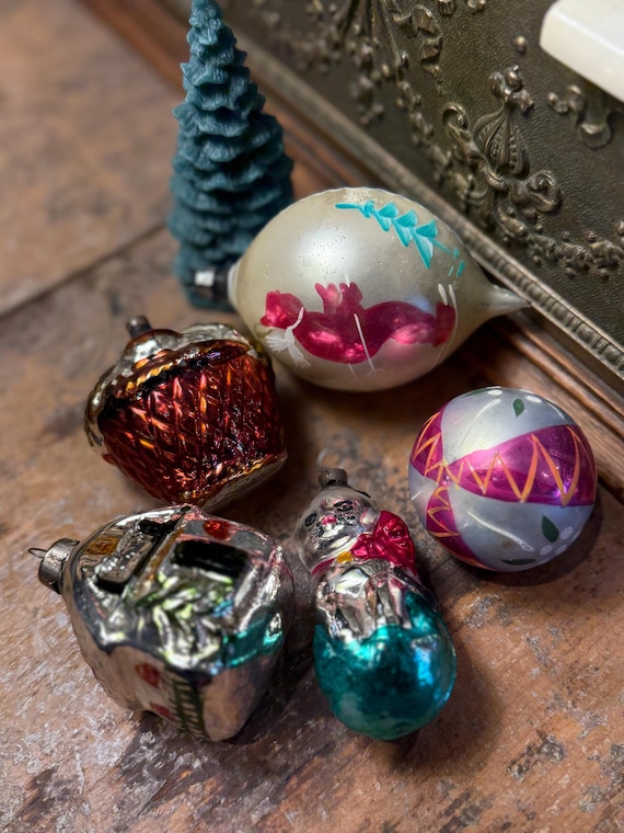 Set mit 5 Glas Christbaumschmuck