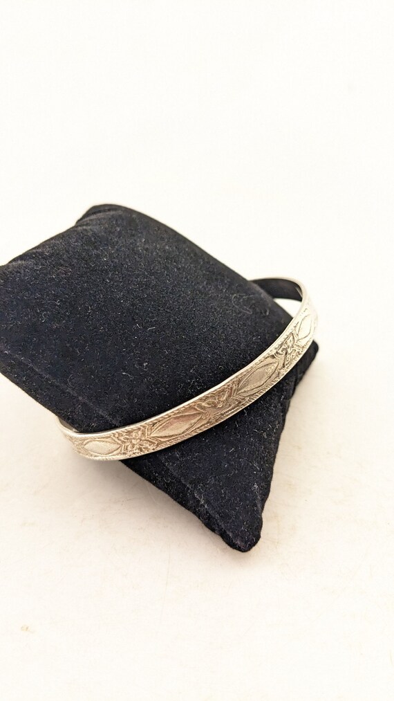 Silver Taxco Cuff Bangle Bracelet with Diamond De… - image 2