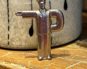Vintage Prameta Toy Car Wind Up Key Figural Man Design 1.5 Inch Metal Key