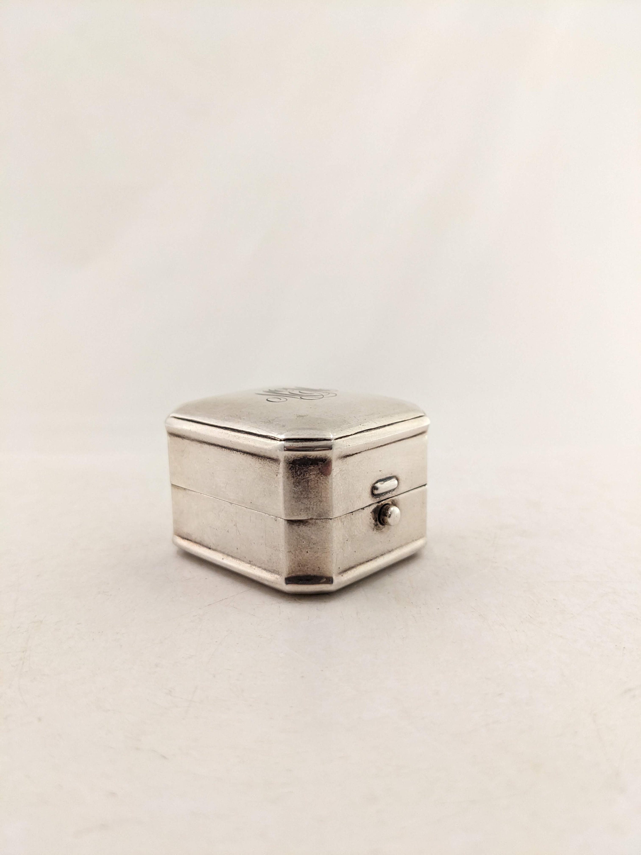 Antique 1920s Ring Display Box,tooled Leather,art Deco Era