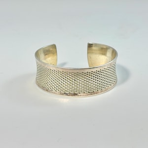 Sterling Silver Cuff Bracelet with a Mesh Design