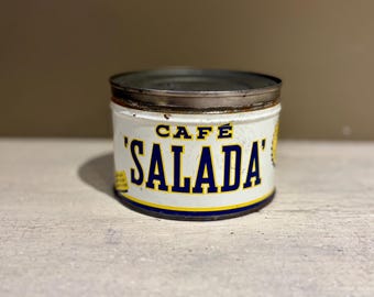 Vintage koffieblik voor salades van een halve pond