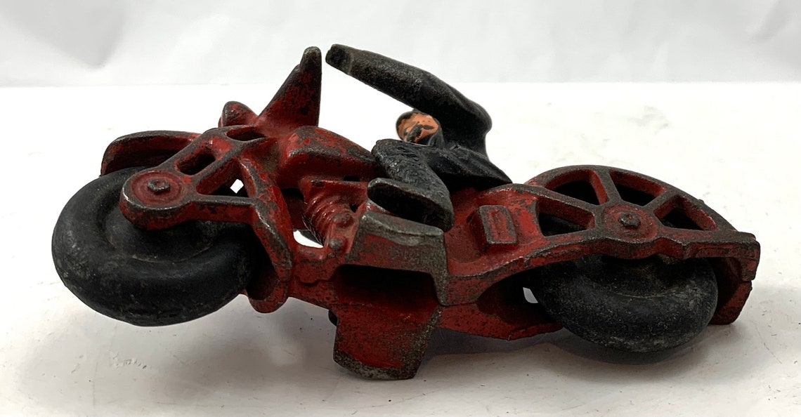 Hubley Cast Iron Motorcycle Cop Original Red Paint Etsy