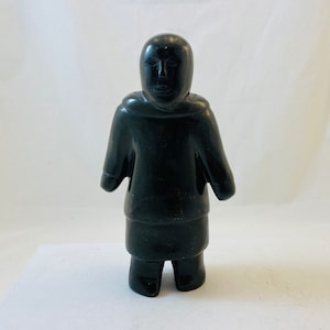 Syllabics Signed Inuit Soapstone Carving of a Man