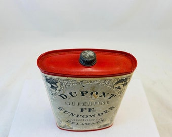ヴィンテージブリキ缶 - デュポン社製スーパーファインFF火薬缶。1924