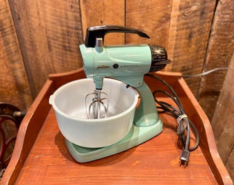 Vintage Sunbeam Mixmaster Türkis mit Original Rührschüsseln