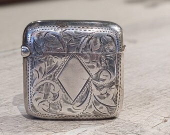 アンティークシルバー　マッチケース 1902 シルバースクエアマッチケース - 金庫 - Etsy 日本