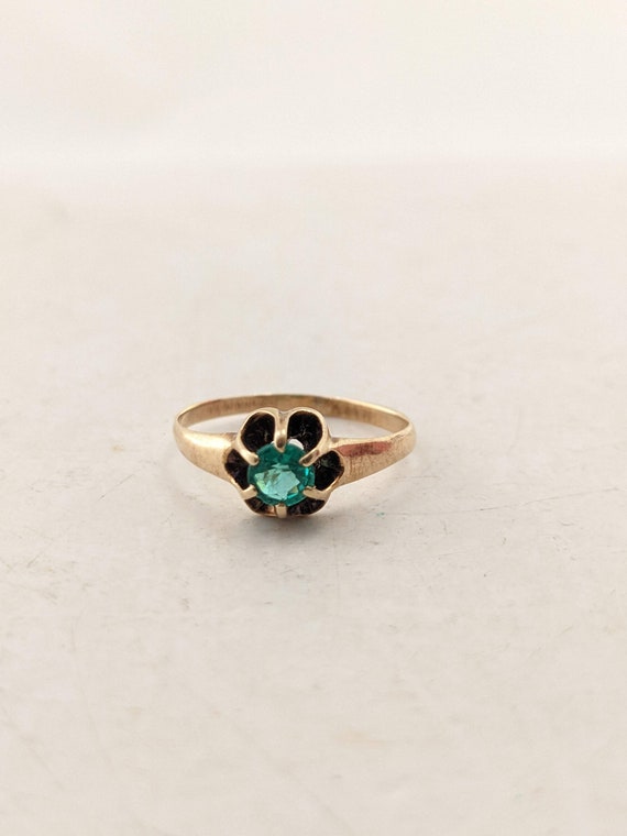 Antique Eaton & Co. 14k Gold Ring With Green Stone - image 3