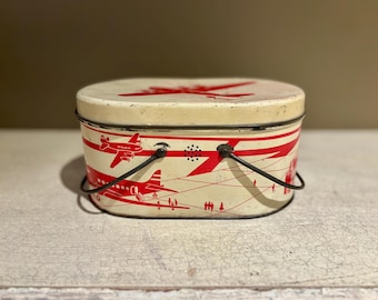 Lata para lonchera de avión vintage