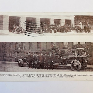 Vintage Springfield, Mass. Flying Squadron of Fire Department Post Card
