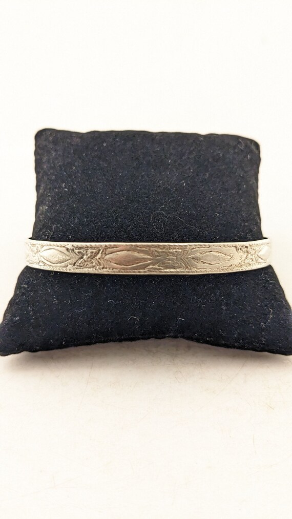 Silver Taxco Cuff Bangle Bracelet with Diamond De… - image 3