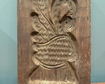 Molde Springerle de pájaro tallado a mano del siglo XIX – Arte popular