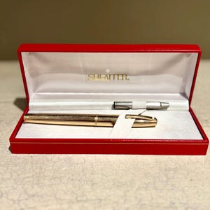 Vintage Gold Electroplated Sheaffer Fountain Pen with 14k Nib and Original Box