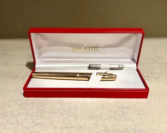 Vintage Gold Electroplated Sheaffer Fountain Pen with 14k Nib and Original Box