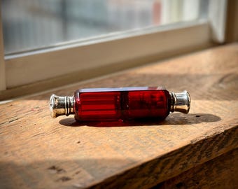 Antique Double Ended Victorian Ruby Red Perfume Bottle