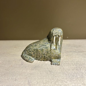 Vintage Inuit Soapstone Carving of a Walrus
