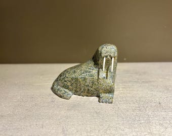 Vintage Inuit Soapstone Carving of a Walrus