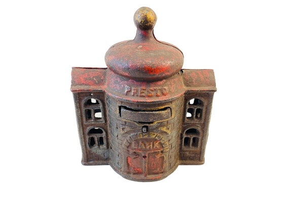 Vintage Cast Iron Mechanical Bear Hunter Gun Coin Piggy Bank Hunting Cabin Decor Vintage Cast Iron Mechanical Bear Hunter Gun Coin Piggy Bank Hunting Cabin Decor