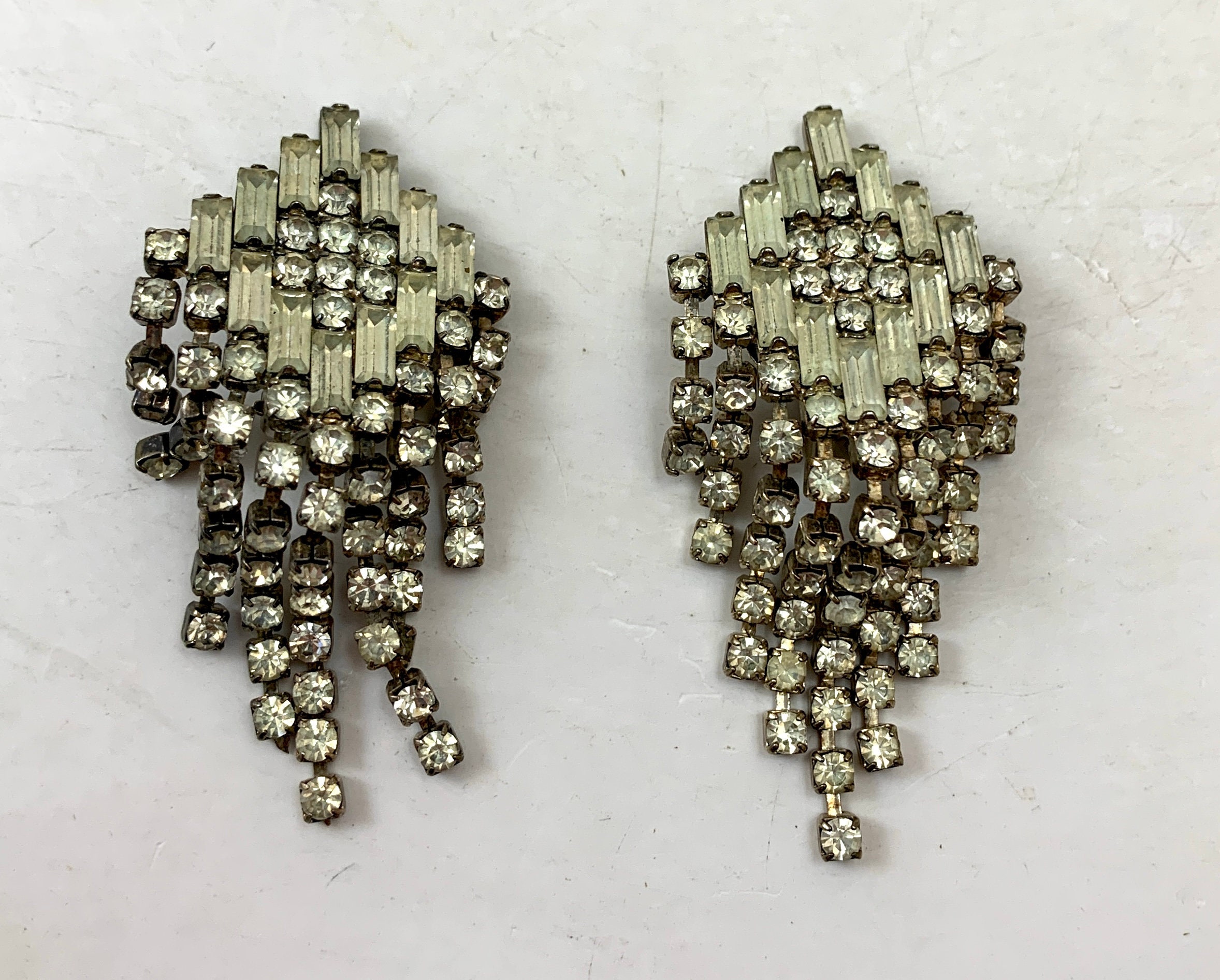 Vintage Art Deco Clip on Earrings Etsy