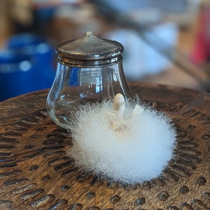 Antique Sterling Silver Powder Jar & Original Swan Down Powder Puff, Vanity, Makeup, Antique Vanity, Decor, Collectable, Jars, Storage