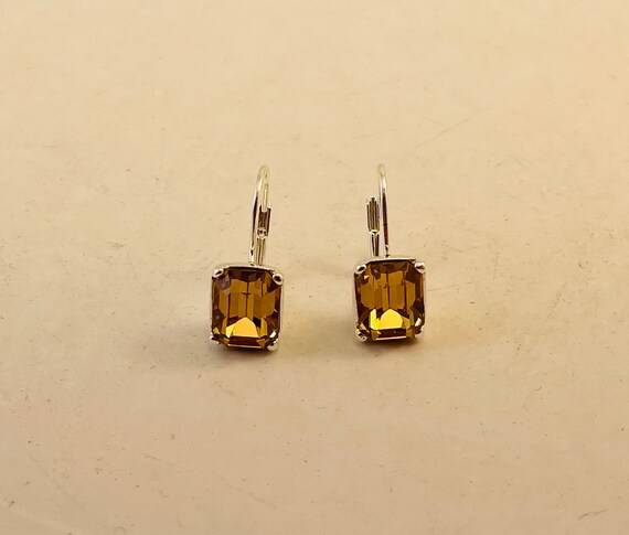 Rectangular Orange Stone Earrings - image 1