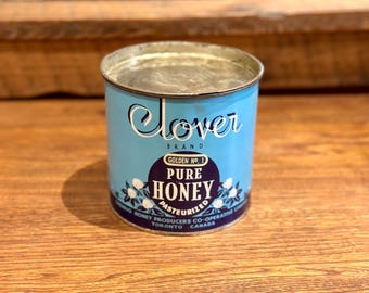Vintage 4 LB Clover Brand Pure Honey Tin