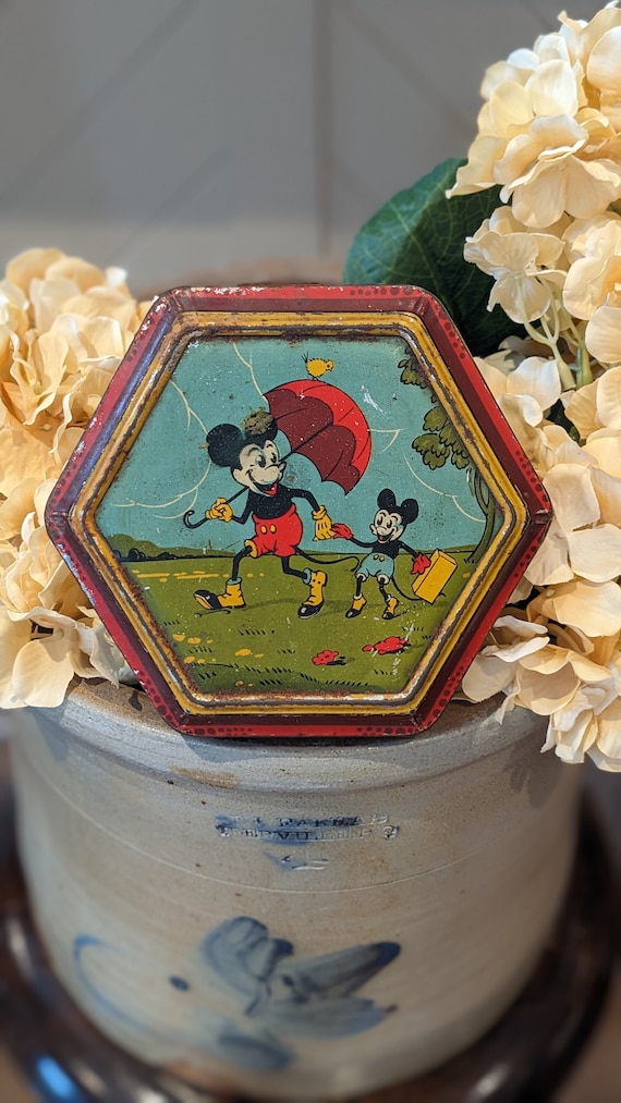 Vintage 1930s Mickey Mouse Hexagonal Tin, Disney Collectible - Etsy