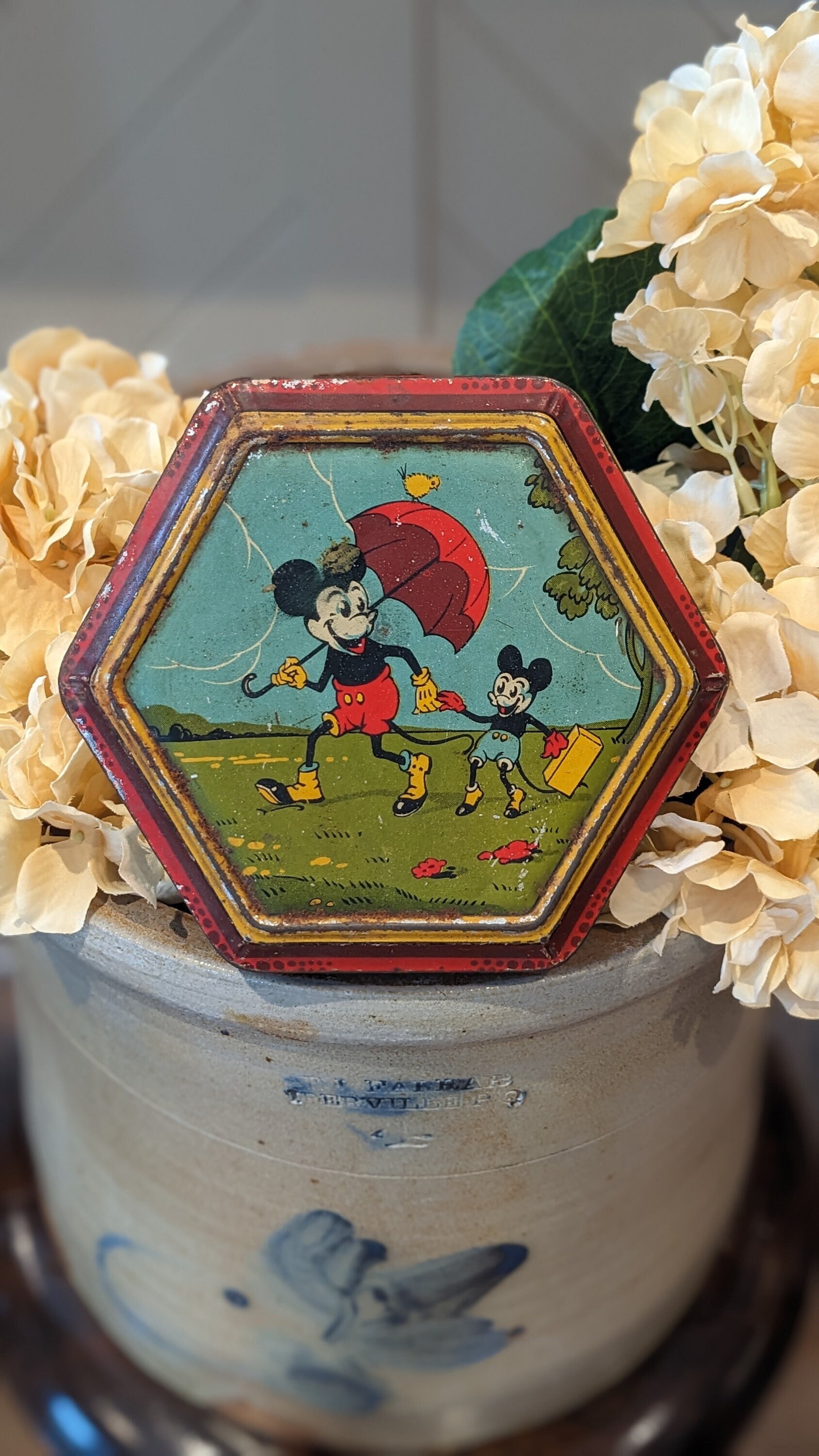 Vintage 1930s Mickey Mouse Hexagonal Tin, Disney Collectible - Etsy