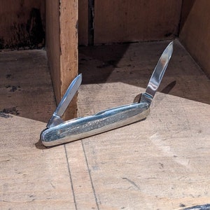 Vintage E.J. Maxwell Limited Lumber Merchants Cuchillo de bolsillo plegable, coleccionable, cuchillo plegable, camping, aire libre, publicidad, regalo