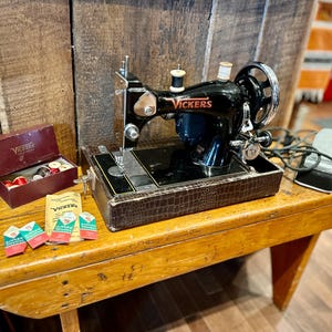 Vintage Vickers Sewing Machine with Accessories